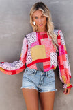 Multicolor Polka Dot Geometric Patchwork Long Sleeve Blouse