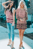 Floral Printed Eyelet Tassel Top