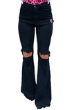 High Waist Ripped Bell Bottom Jeans