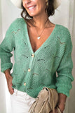 V Shaped Neckline Buttoned Knit Sweater