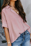 Short Sleeve Button Solid Shirt