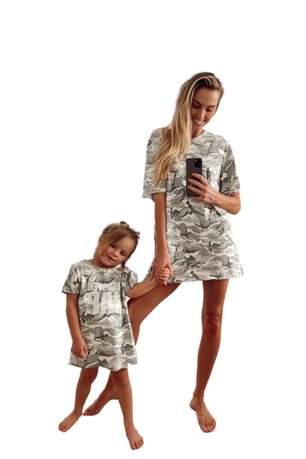 Camo Print Mom's Family Matching T-shirt Dress