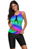 Ombre Print Racerback Tankini Swimsuit