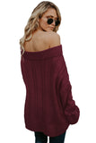 Wine Off The Shoulder Winter Sweater