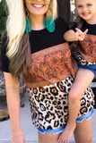 Print Leopard Colorblock Girls' T-shirt