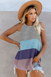Color Block Striped Knit Tank Top