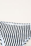 Leaf Stripe Print Round Neck Long Sleeve Surfing Swimsuit