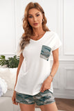 Camo Pocket and Shorts Loungewear Set