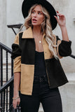 Black Khaki Color Block Sherpa Jacket