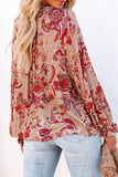 Split V Neck Printed Blouse