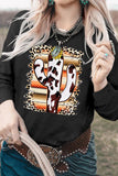 Serape Frame Cow Cactus Graphic Sweatshirt