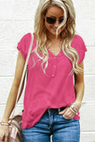 Buttoned Detail Cotton Blend Short Sleeve T-shirt