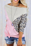 Colorblock Splicing Off The Shoulder Top