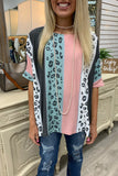 Loose Colorblock Leopard Print T-shirt