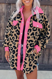 Contrast Trimmed Leopard Teddy Shacket