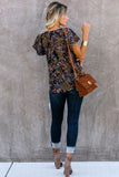 V-neck Short Sleeve Fashion Print Fantasy Fluttering Blouse