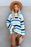 Casual Loose Bell Sleeves Striped Knit Sweater
