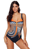 Light Blue Tribal Print One Piece Swimsuit