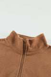 Turn-down Collar Long Sleeve Zipper Fleece Pullover Sweatshirt