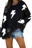 Distressed Knit Bolt Sweater