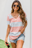 Stars and Stripes Print Crisscross Neck Tee