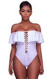 Ruffle Off-The-Shoulder One Piece Swimsuit