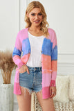 Rainbow Ombre Buttoned Cardigan with Pockets