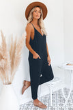 Sleeveless Wide Leg Loose Jumpsuit with Pocket