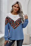 Colorblock Leopard Patchwork Knit Top