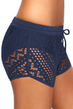 Drawstring Waist Lace Panel Plus Size Swimwear Shorts