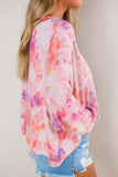 Tie-dye V Neck Long Sleeve Top
