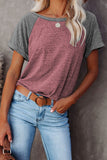Raglan Sleeve Patchwork Colorblock Tee