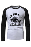 Men's Letter Car Print Color Block Long Sleeve Top