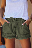 Casual Pocketed Frayed Denim Shorts