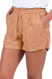 Cuffed Leg Opening Paper-bag Waist Casual Shorts