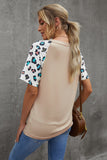 Khaki Leopard Raglan Sleeve Knit Tee