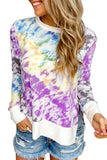 High Low Hem Tie-dye Print Top with Slits