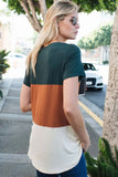 Color Block V Neck T-shirt