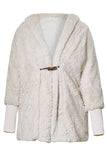 Woolen Fur Horn Button Oversize Jacket