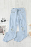 Washed Ripped Knee Wide Legs Jeans