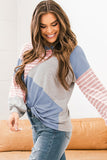 Striped Patchwork Color Block Long Sleeve Top