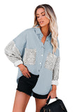 Contrast Leopard Denim Jacket
