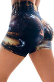 Galaxy Print Booty Yoga Shorts