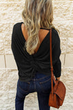 Twist Knot Waffle Knit Long Sleeve Top