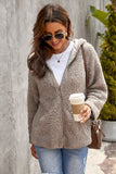 Zip Up Sherpa Hooded Coat with Pocket