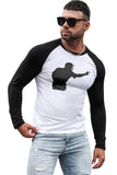 Men's Letter Car Print Color Block Long Sleeve Top