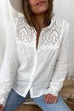Buttoned Hollow-out Patch Long Sleeve Shirt