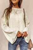 Khaki Flare Sleeve Texture Knit Sweater