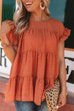 Dusty Pink Polka Dot Babydoll Style Flutter Sleeve Top