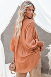 Orange Billowy Sleeves Pocketed Shirt